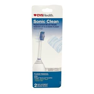 CVS Sonic Clean‎ 2 Replacement Brush Heads Plaque Removal Philips Sonicare Tooth